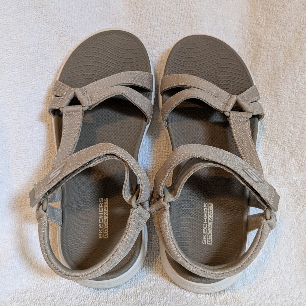 Skechers Go Walk Flex Sublime Sandal Vegan Taupe Tan 6 - Picture 5 of 11